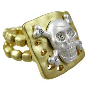 Rhinestone Skull & Crossbones Goldtone Stretch Ring
